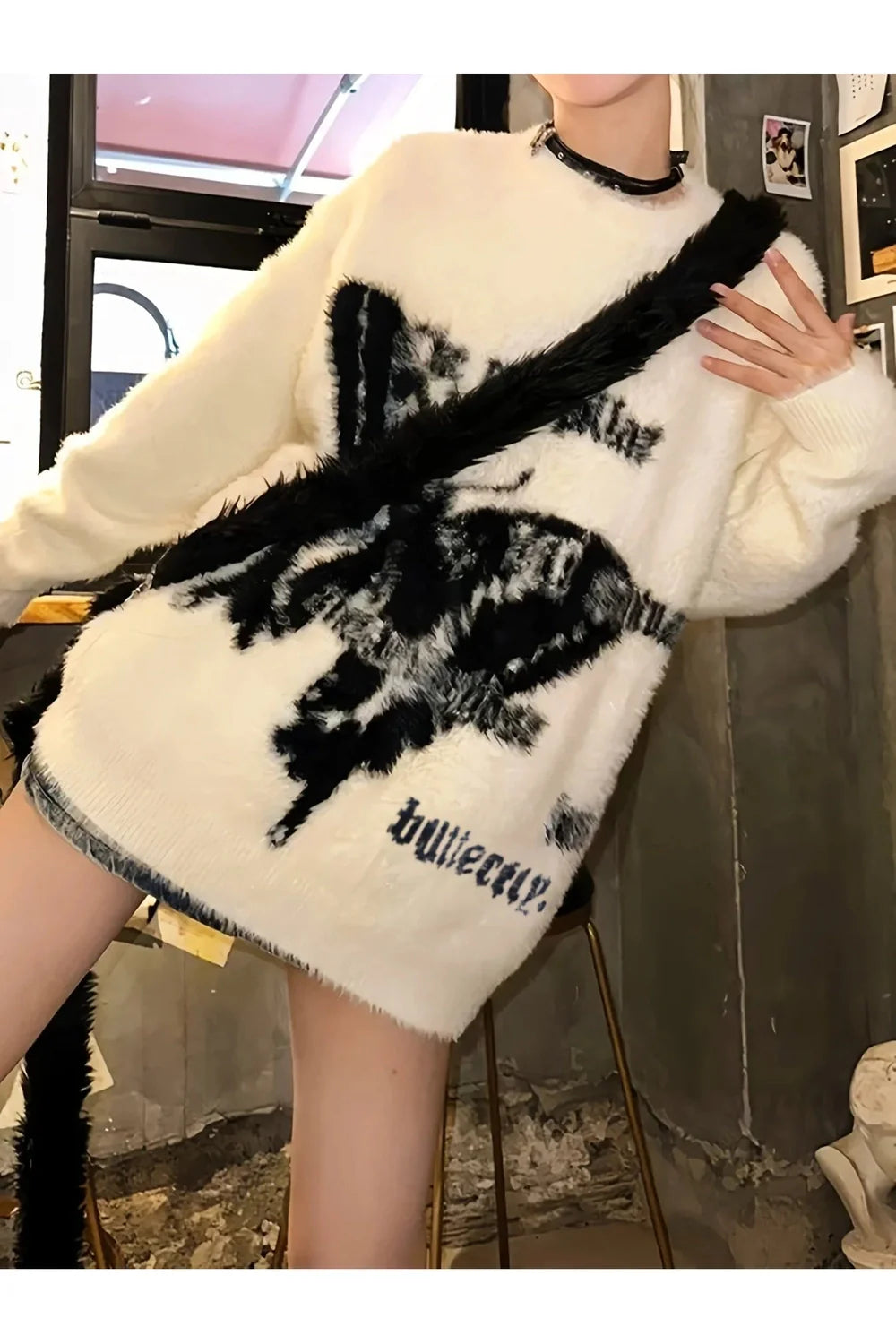 Phantom Print Fuzzy Sweater