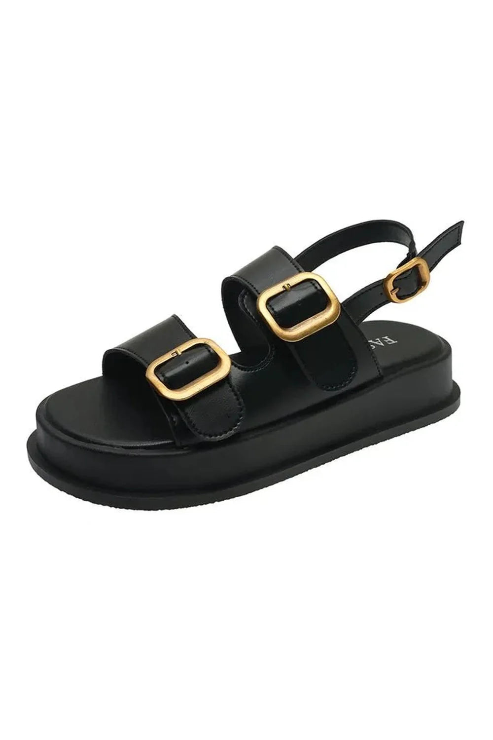 Black Pin Buckle Platform Sandals, featuring style.