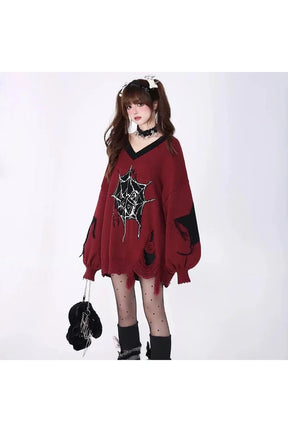 Red variant of the Pink Gothic Web Sweater.