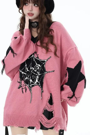 Pink Gothic Web Sweater