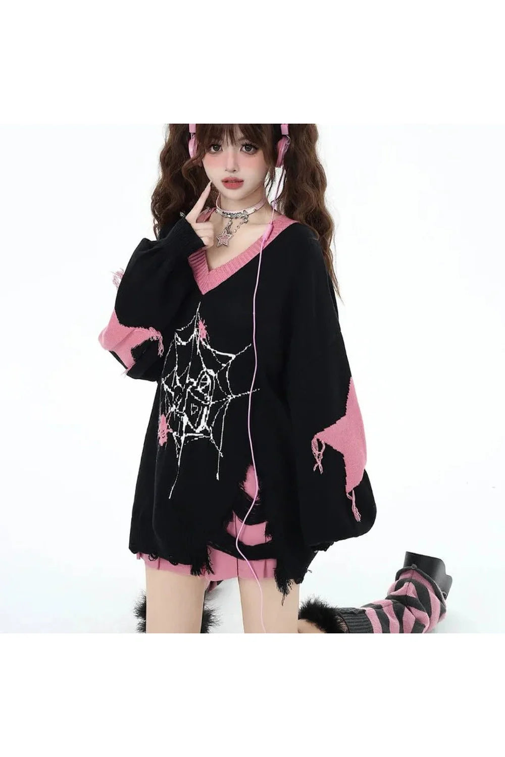 Pink Gothic Web Sweater