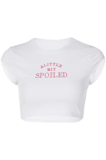 White variant of Pink Letter Embroidery Crop Top.