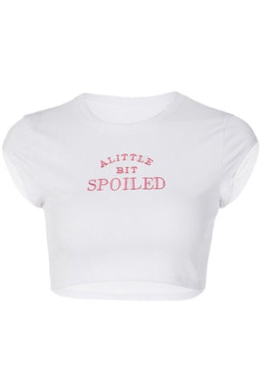 White variant of Pink Letter Embroidery Crop Top.