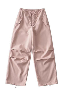 Stylish pink parachute joggers pants for women.