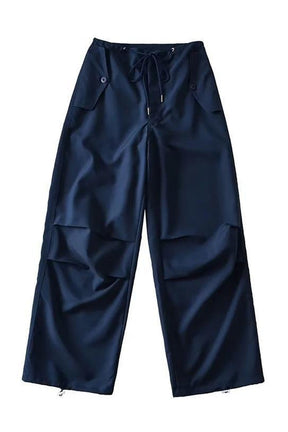 Dark blue Pink Parachute Joggers Pants, stylish activewear.