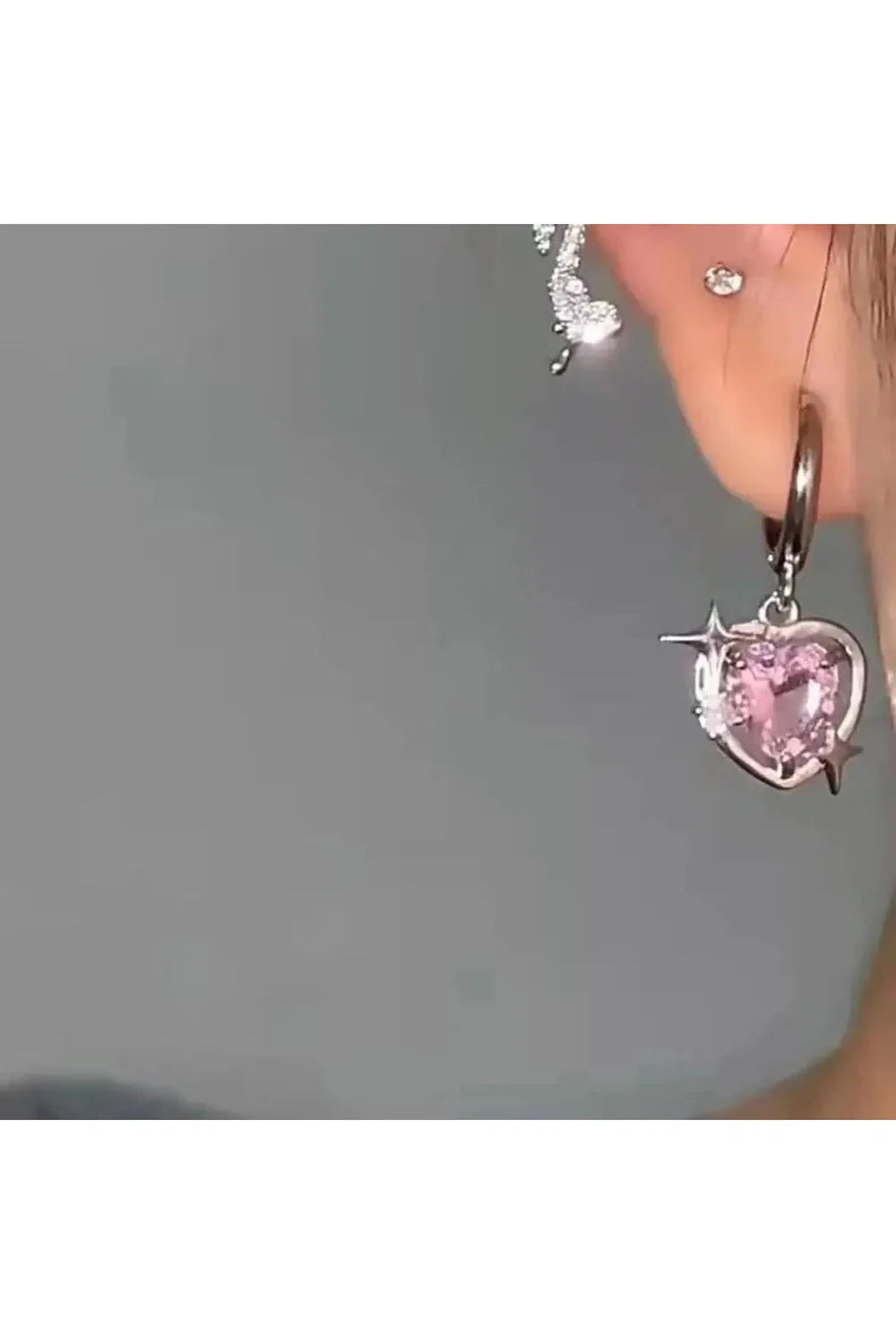 Pink Peach Heart Drop Earrings