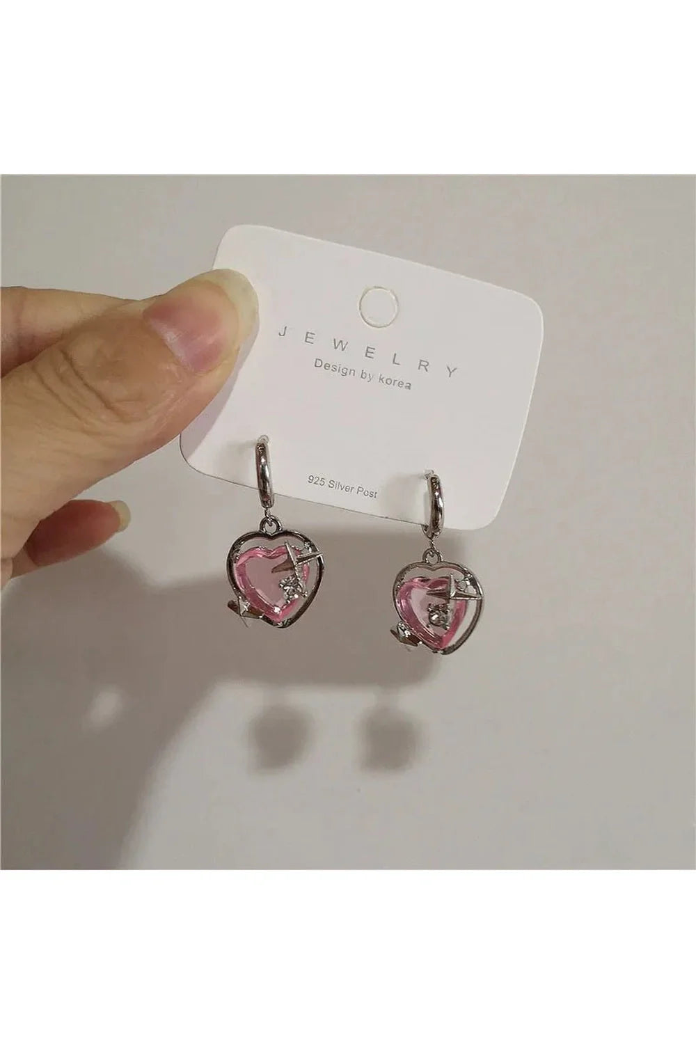 Pink Peach Heart Drop Earrings