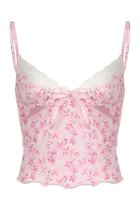 Pink Petal Lace Trim Top in Pink, feminine.