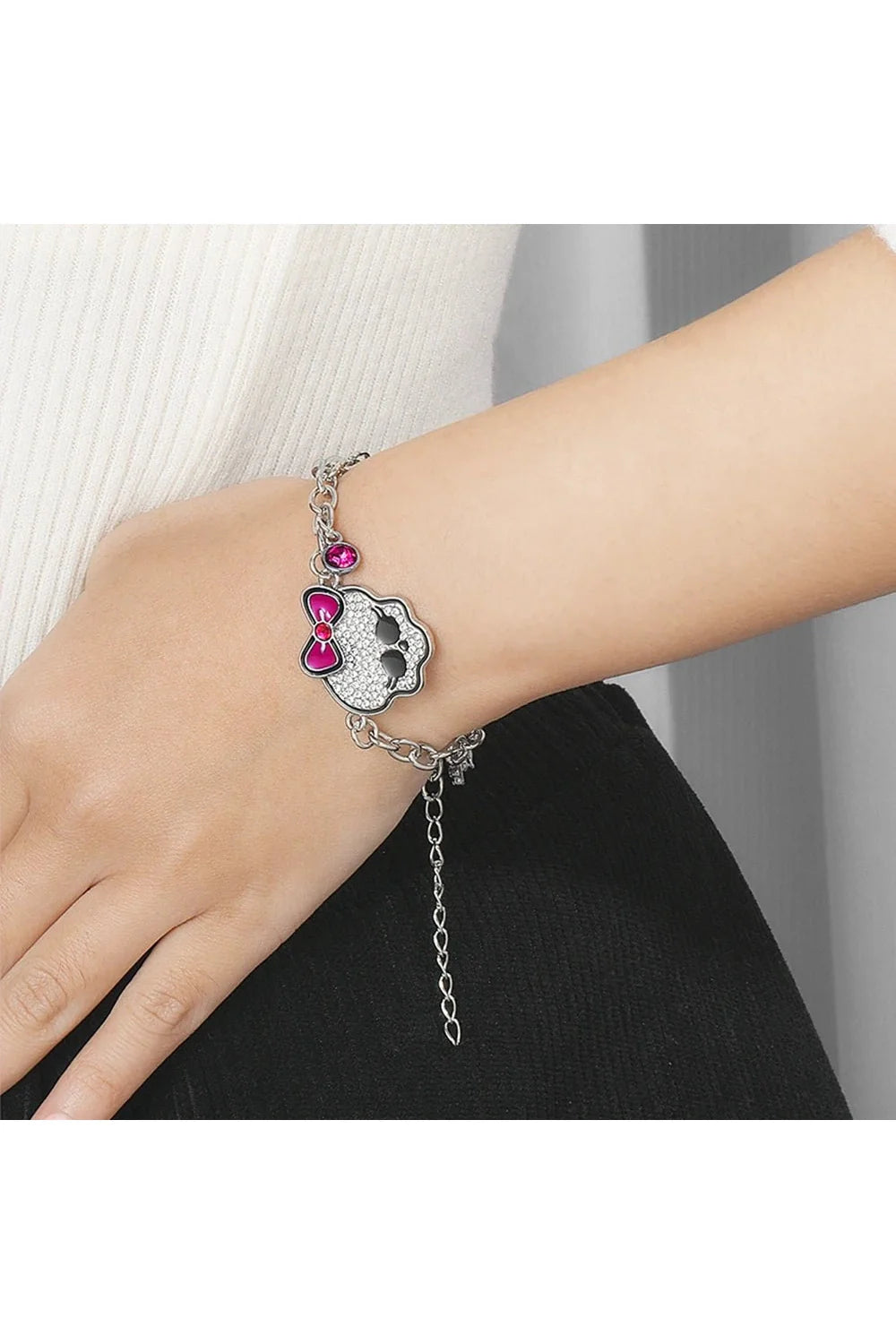 Pink Skull Charm Bracelet