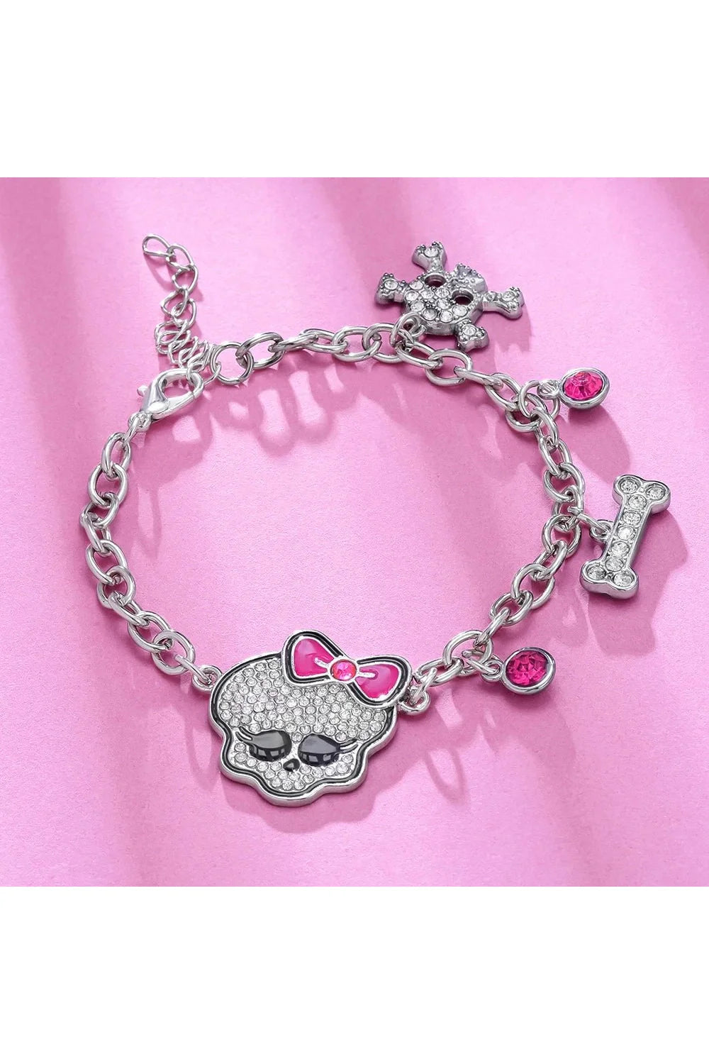 Pink Skull Charm Bracelet