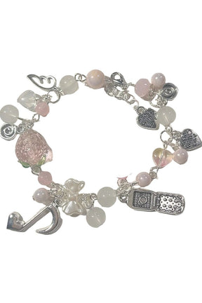 Pink Strawberry Note Charm Bracelet