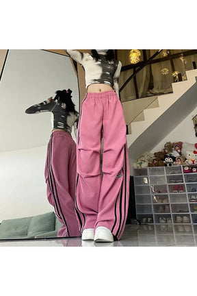 Pink Streetwear Wide-Leg Pants