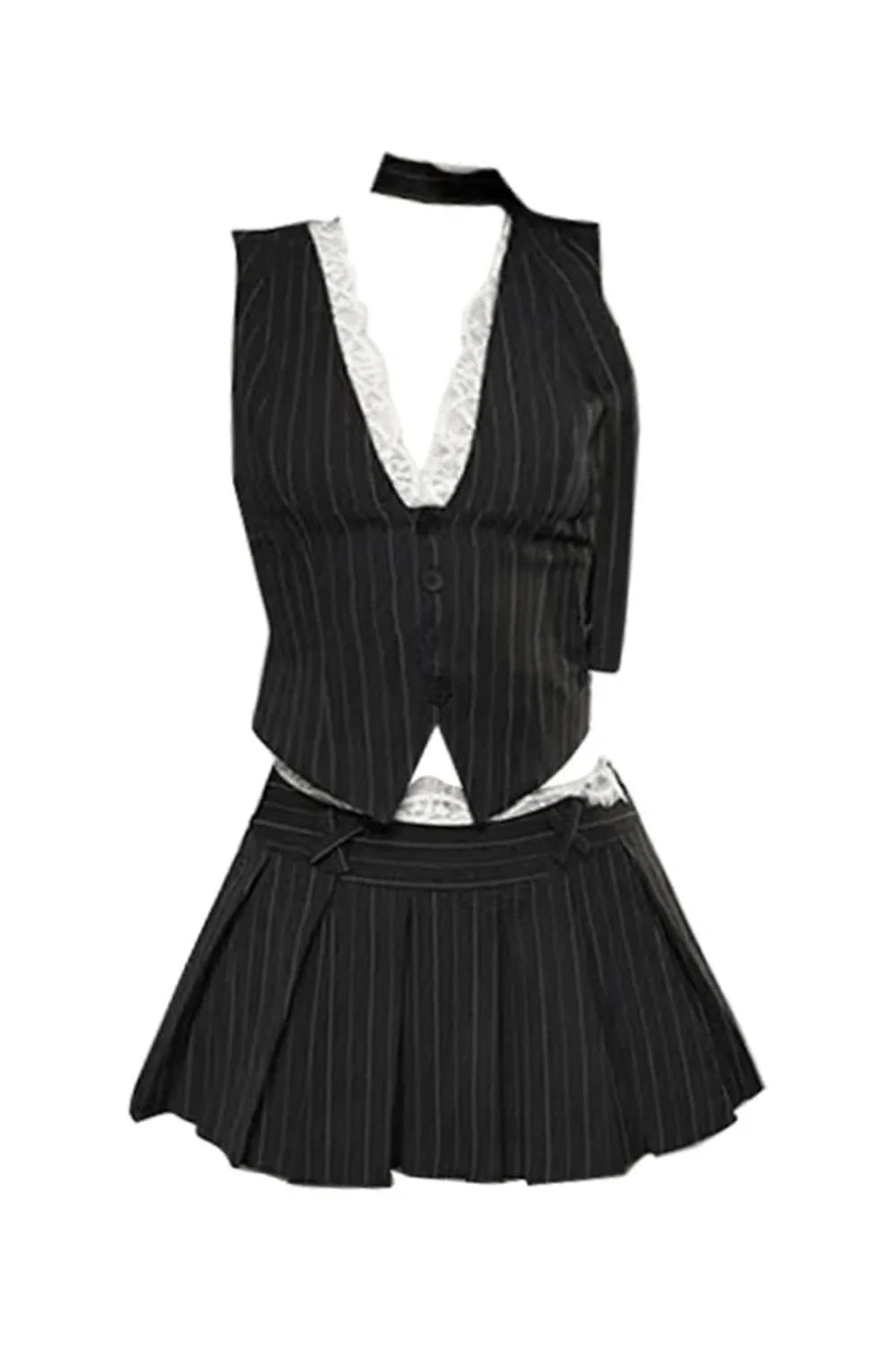 Pinstripe Vest and Skirt Set