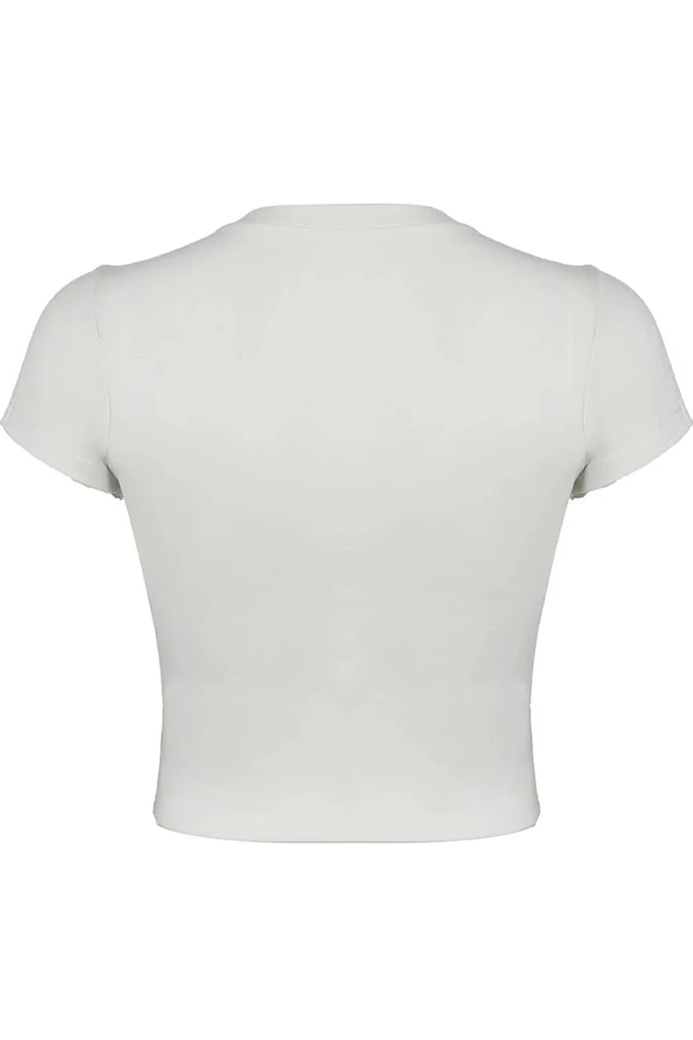 White pixelated cat graphic crop top for women.