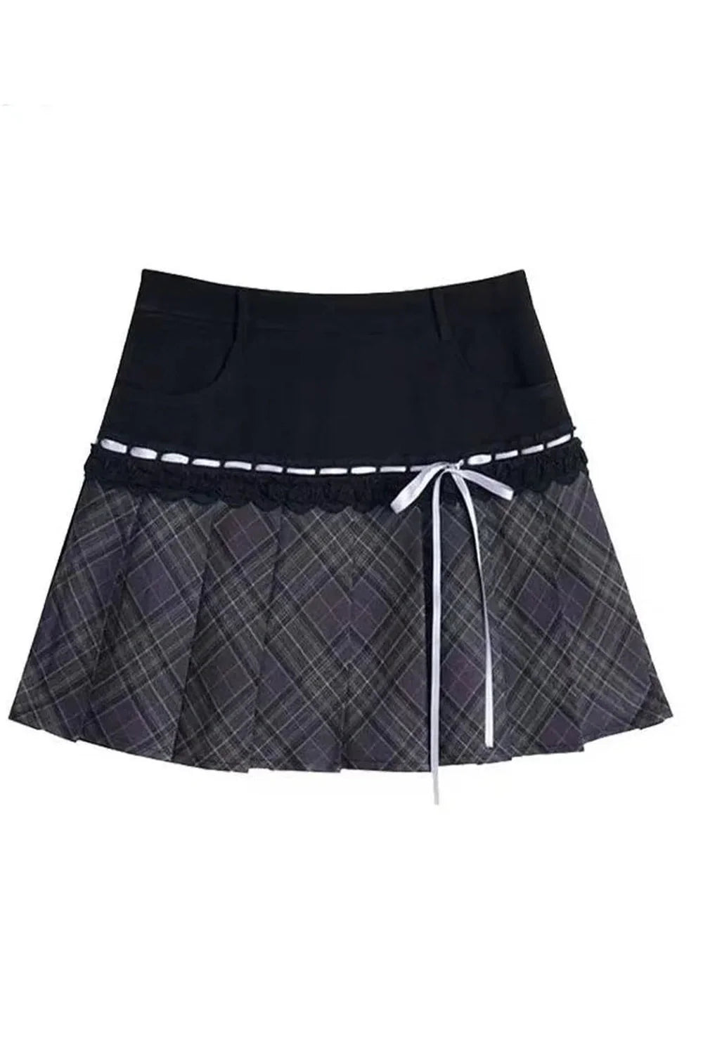 Plaid Bow Trim Skater Skirt