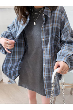 Plaid Oversize Loose Shirt