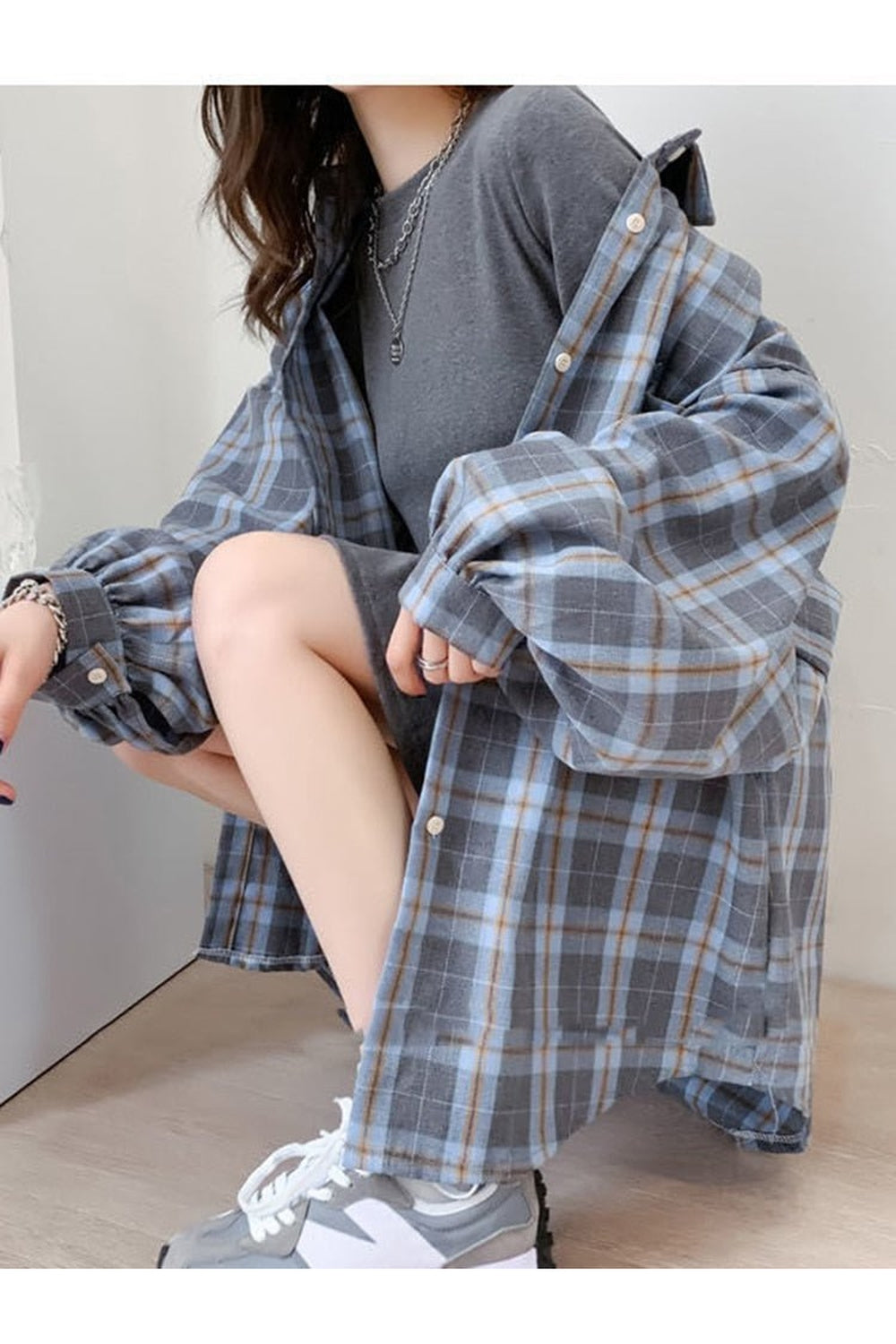 Plaid Oversize Loose Shirt