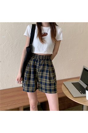 Plaid Soft Loose Retro Shorts