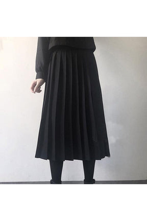 Vintage black midi pleated skirts, timeless elegance.