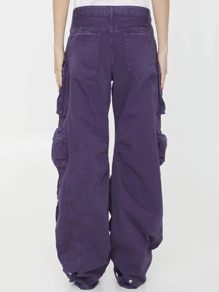 Stylish Purple Plum Surge Pocket Pants for Women.