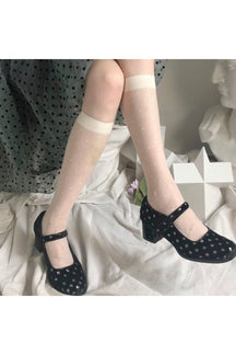 Polka Dot Mesh Knee Socks