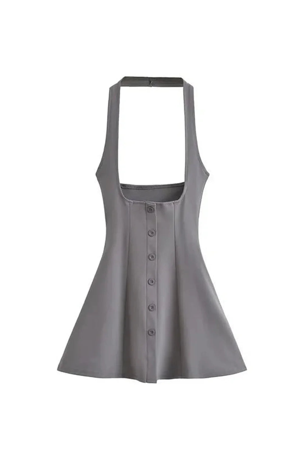 Elegant Polo Collar Dress & Skirt Set in Carbon Grey.