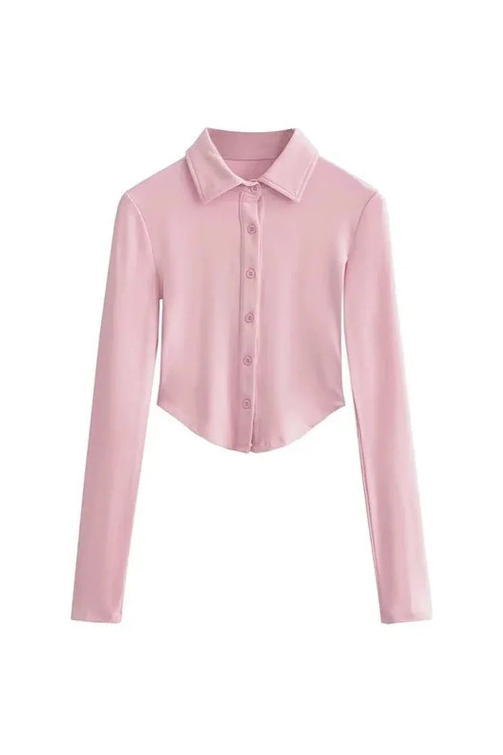 Pink top in Polo Collar Dress Set ensemble.