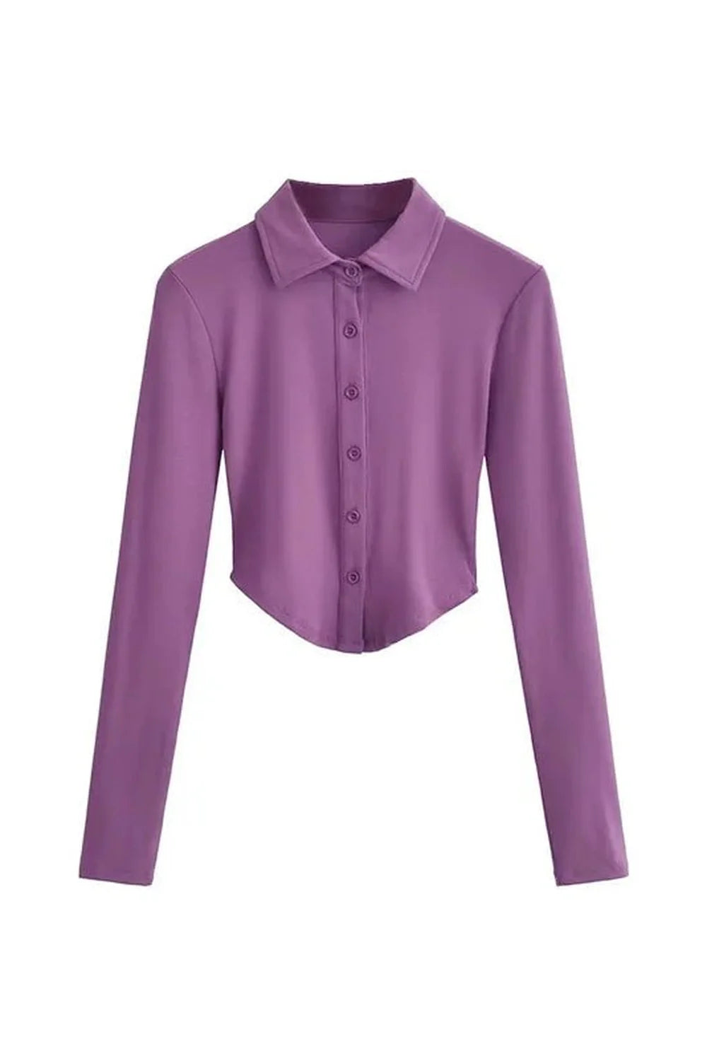 Stylish Polo Collar Dress & Skirt Set with Purple Top.