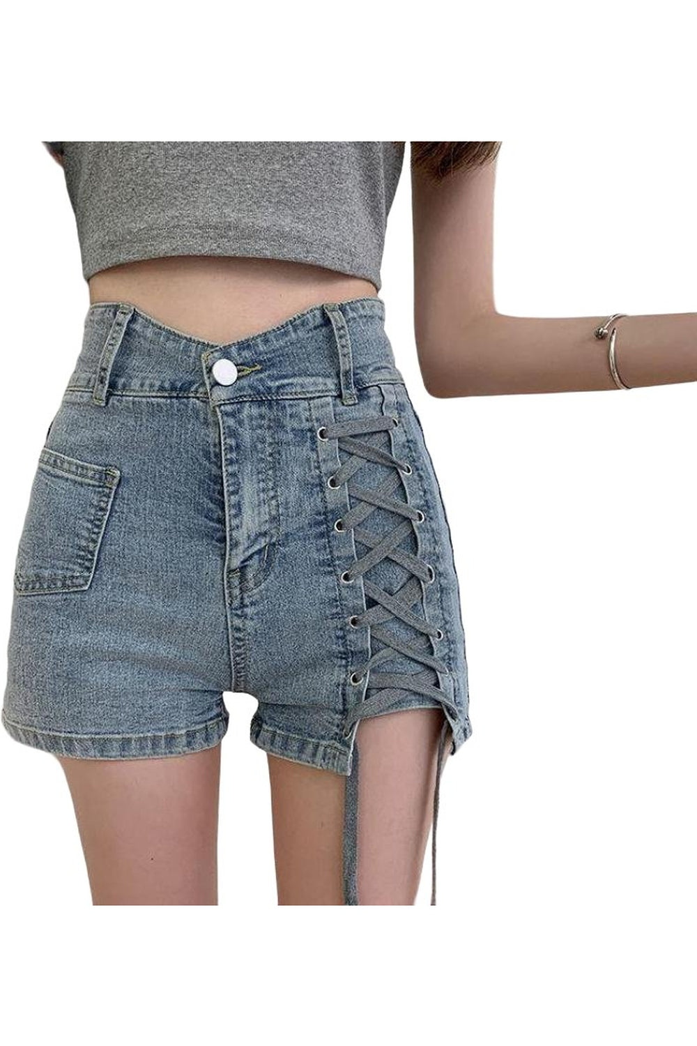 Preppy Bandage Denim Shorts