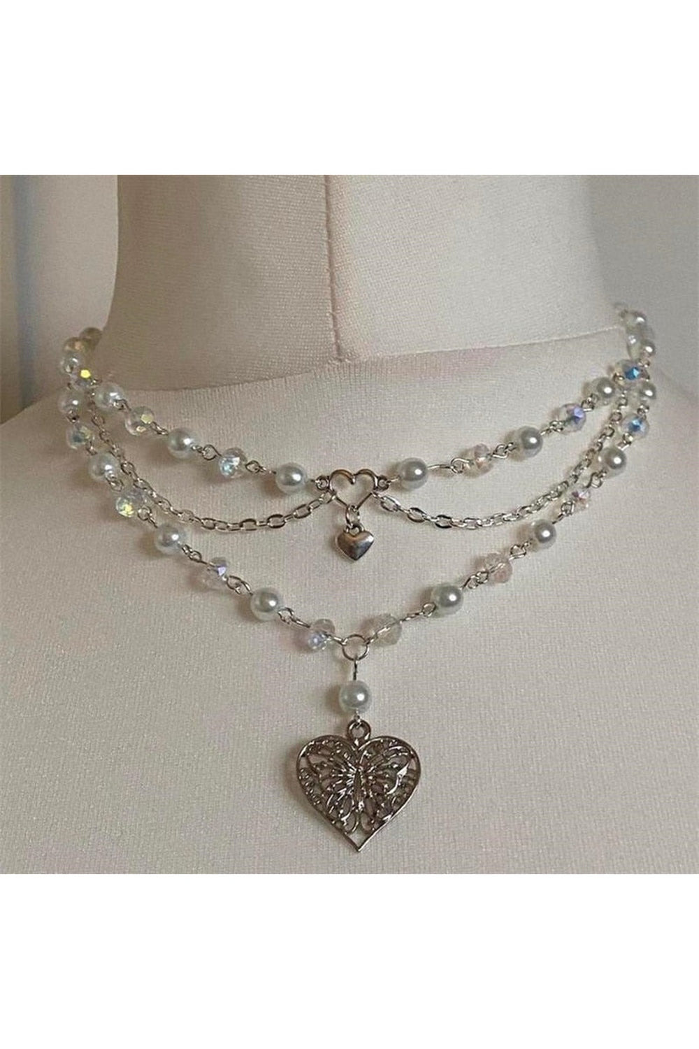 Preppy Butterfly Heart Necklace