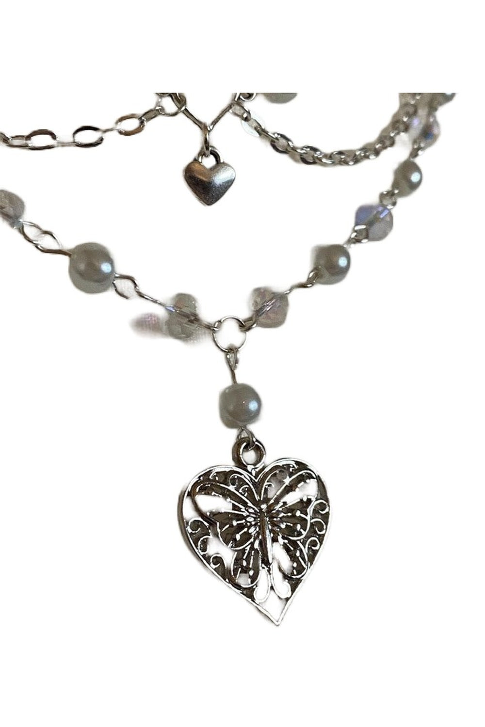 Preppy Butterfly Heart Necklace