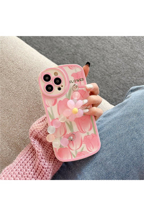 Floral iPhone case in preppy style, variant D.