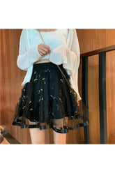 Preppy Mesh Floral Mini Skirt