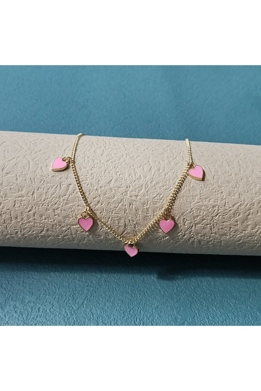 Pink Preppy Pastel Heart Necklace, a charming accessory.