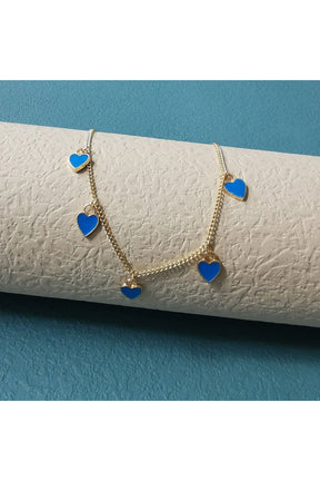 Blue Preppy Pastel Heart Necklace: Delicate and charming.