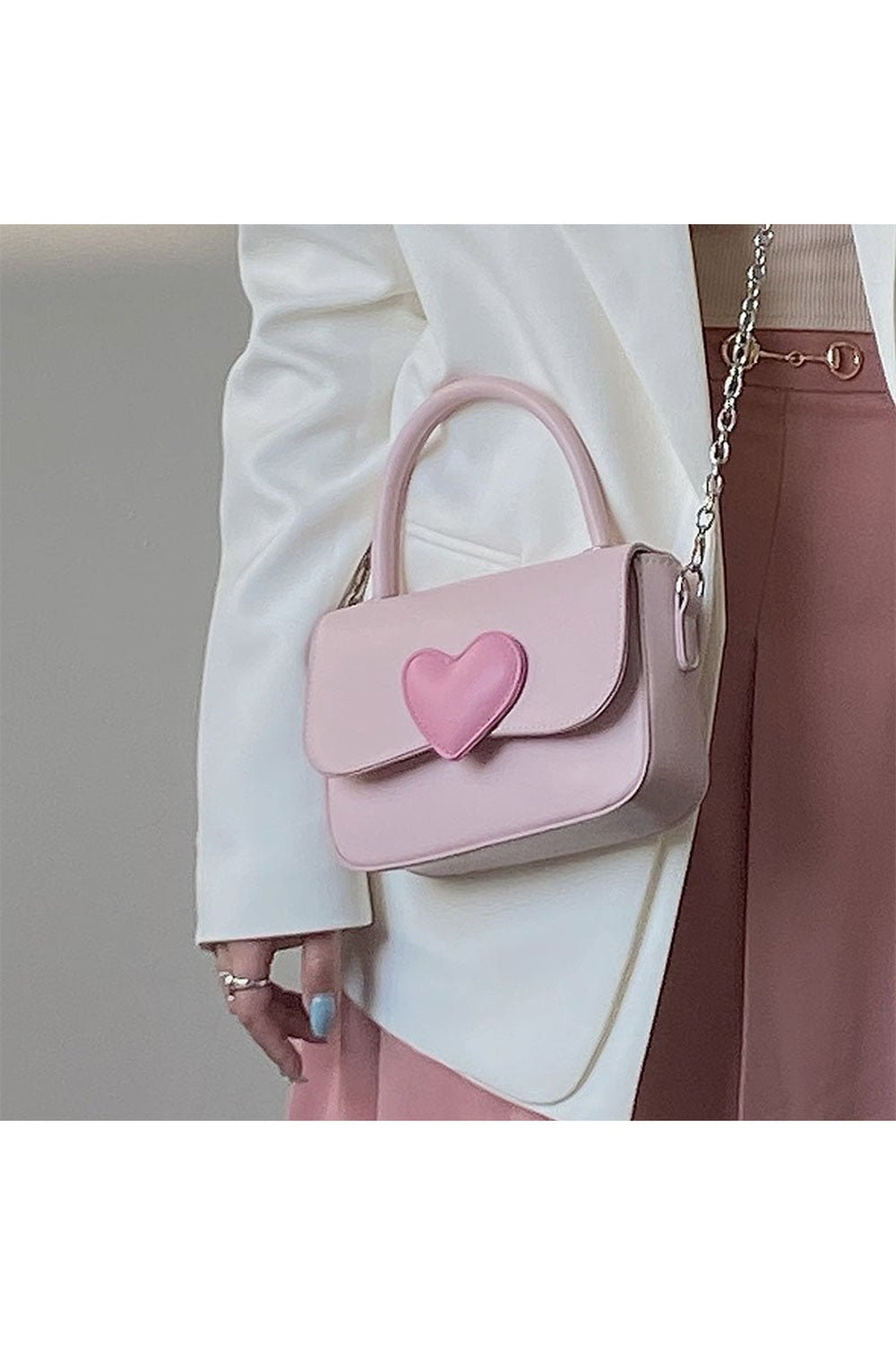 Preppy Pink Heart Shoulder Bag