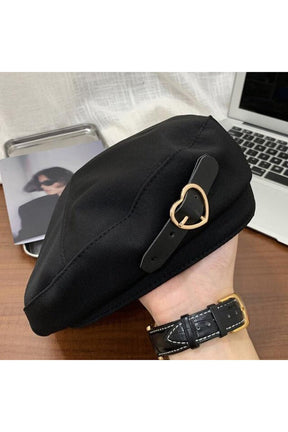 Preppy PU Leather Beret Hat