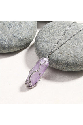 Shimmering Fairy Stone Pendant in Imitation Rhodium.