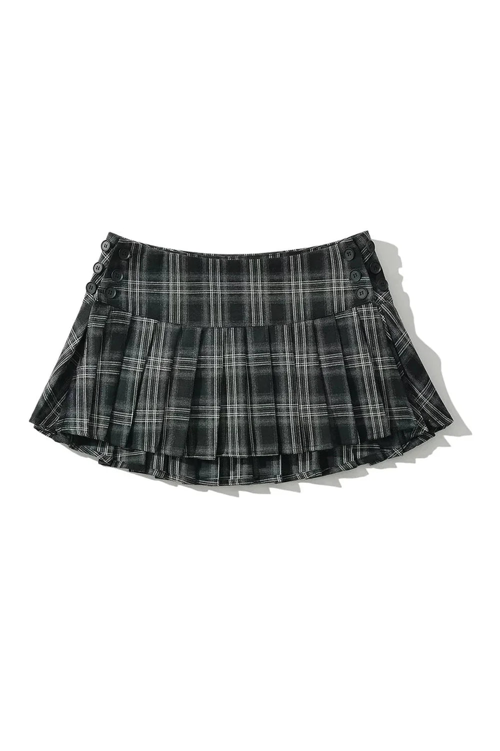 Plaid pleated mini skirt in Asian size.