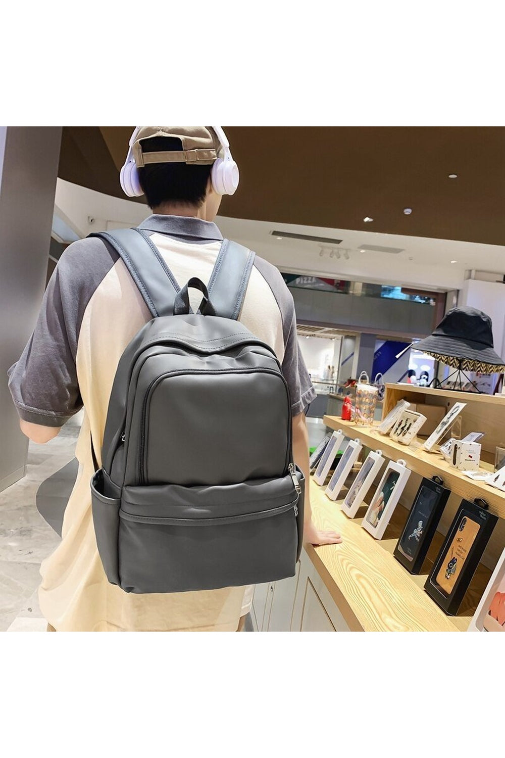 PU Leather Couple Backpack