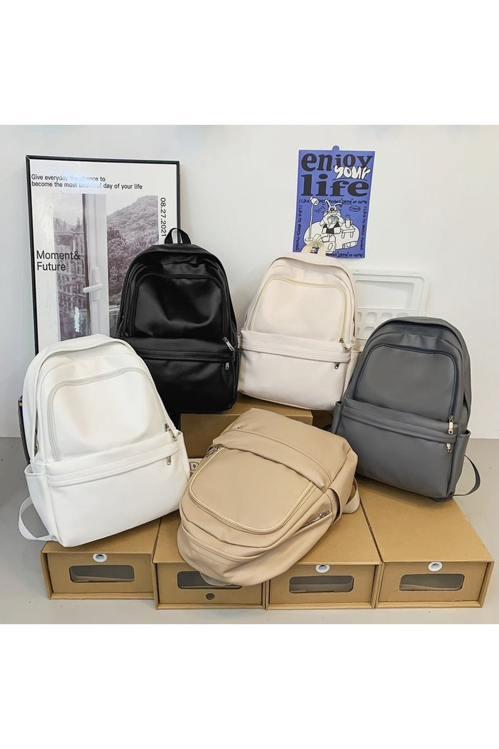 PU Leather Couple Backpack