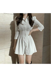 White Puff Sleeve A-Line Dress with elegance.