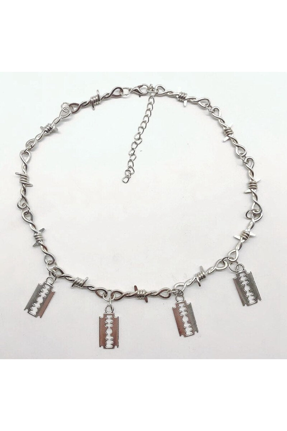 Silver Punk Blade Necklace, edgy and stylish.