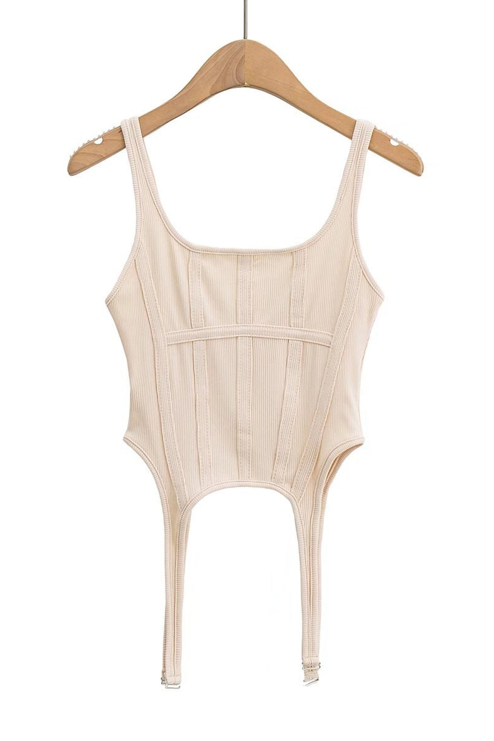 Beige Punk Corset Top, edgy and stylish.