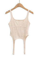 Beige Punk Corset Top, edgy and stylish.