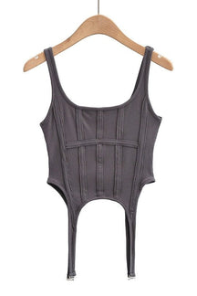 Edgy Punk Corset Top in Dark Grey.