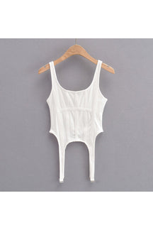 White Punk Corset Top exudes edgy elegance.