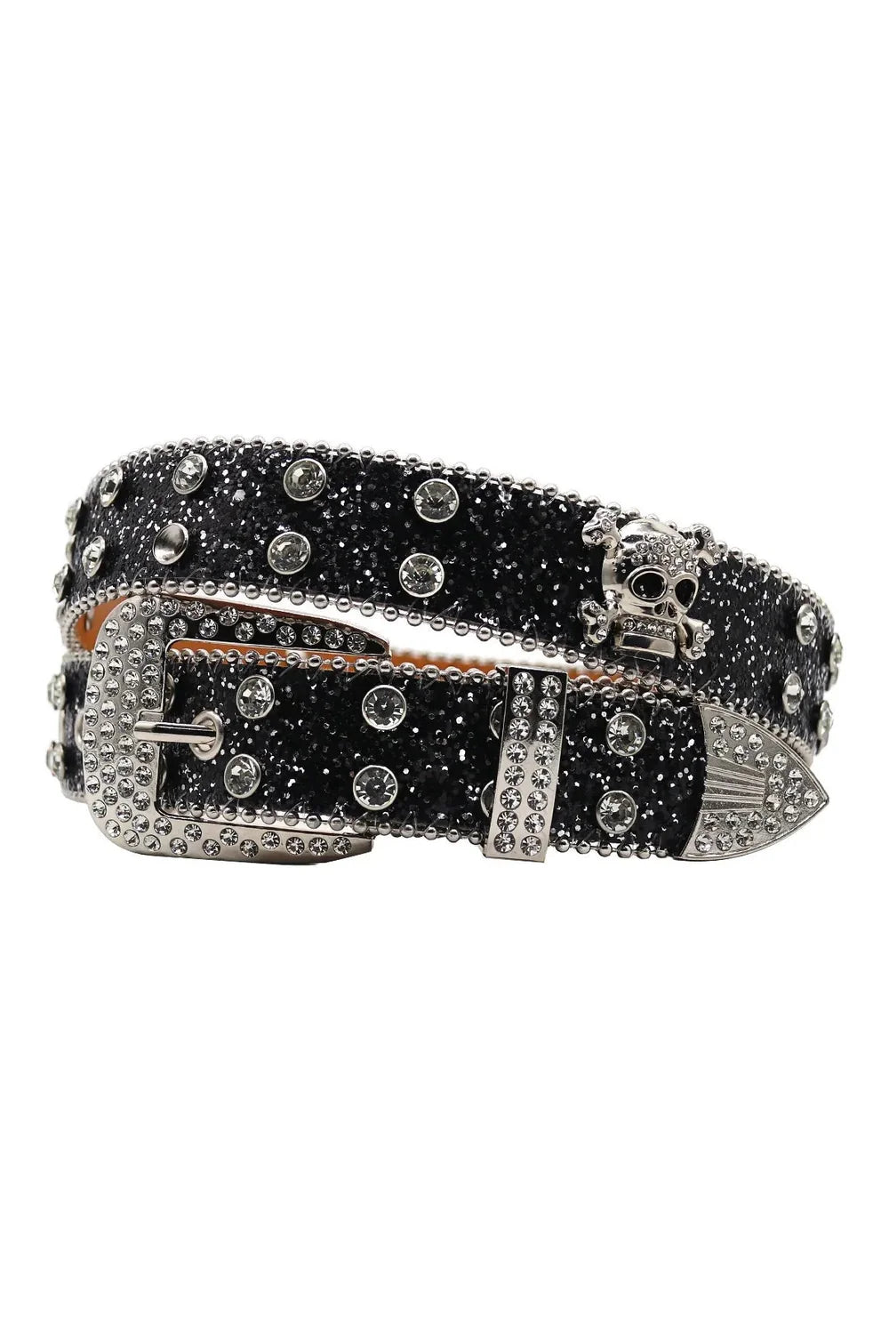 Stylish Black Punk Crystal Studded Belt.