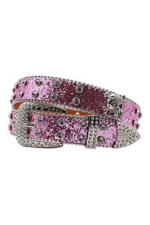 Stylish Pink Punk Crystal Studded Belt.