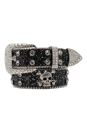 Blue crystal-studded punk Western cowboy belt.